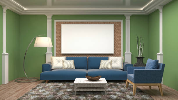 istock mock up poster frame in interior background. 3D Illustration 697874138