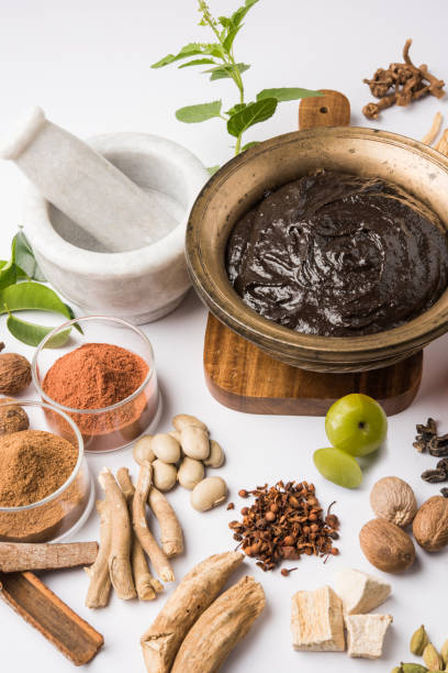 istock Indian Ayurvedic dietary supplement called Chyawanprash / chyavanaprasha  is a cooked mixture of sugar, honey, ghee, Indian Gooseberry (amla), jam, sesame oil, berries, herbs and various spices 697877888
