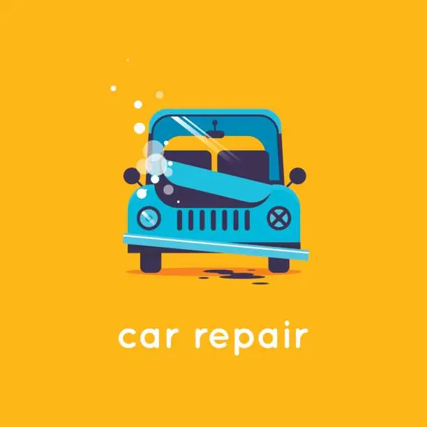 Vector illustration of Car repair. Flat vector illustration in cartoon style.