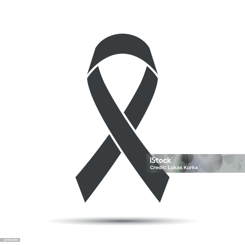 Simple grey ribbon icon, vector illustration Black Color stock vector