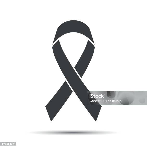 Simple Grey Ribbon Icon Vector Illustration Stock Illustration - Download Image Now - Black Color, Icon Symbol, Tied Bow