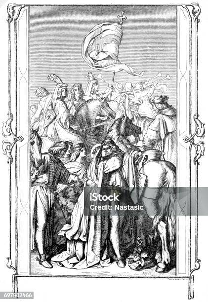 St Louis Says Goodbye To His Wife Elizabeth Stock Illustration - Download Image Now - Adult, Antique, Antiquities
