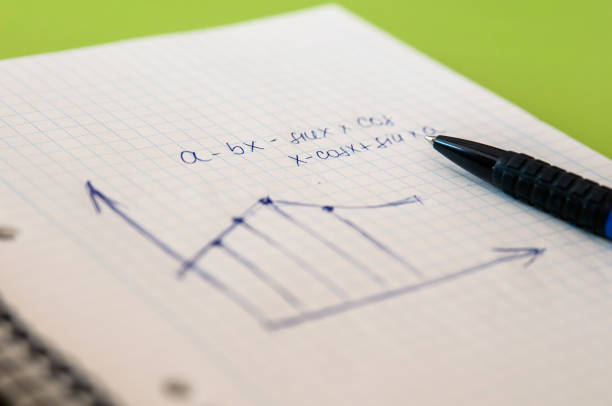 istock Colorful hand-drawn graph on a sheet of notebook. 697893200