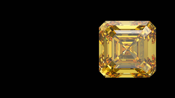 istock 3D illustration yellow asscher diamond 697893250