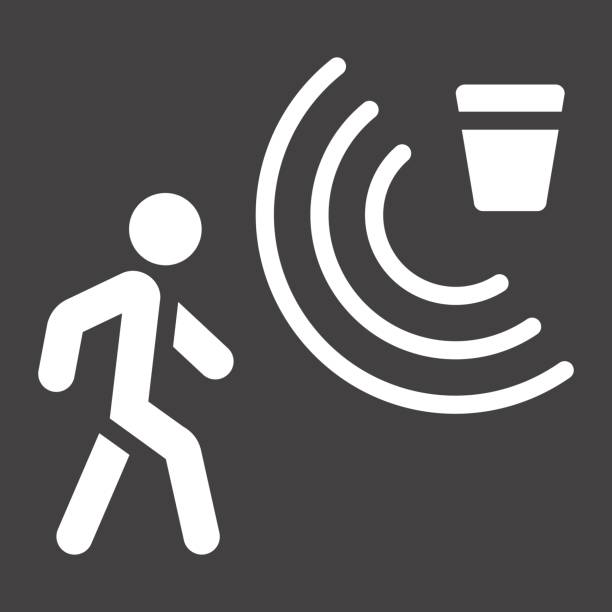 Motion detector solid icon, security and guard, vector graphics, a glyph pattern on a black background, eps 10. Motion detector solid icon, security and guard, vector graphics, a glyph pattern on a black background, eps 10. motion graphics stock illustrations