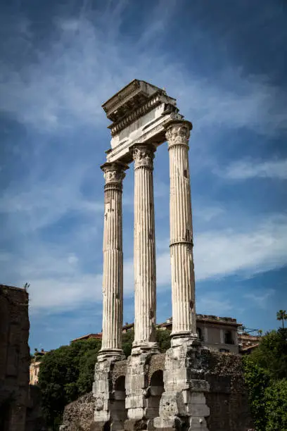 Ruins of the Tempio de Castori, Forum Rome.