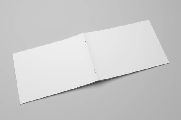 istock Blank 3D rendering brochure magazine on gray with clipping path No. 1 697907032