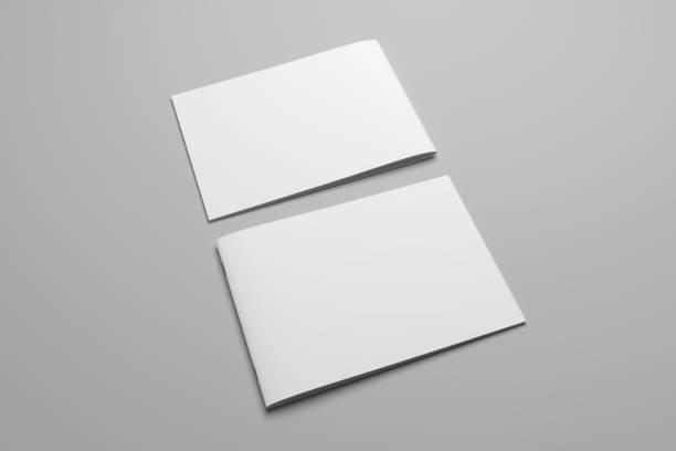 istock Blank 3D rendering brochure magazine on gray with clipping path No. 3 697908630