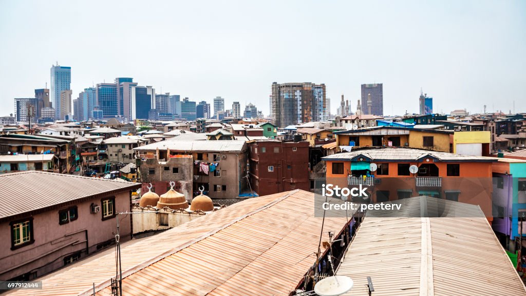African city - Lagos, Nigeria. View over the roofs to downtown Lagos, Nigeria. Nigeria Stock Photo