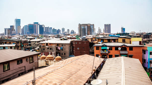African city - Lagos, Nigeria. View over the roofs to downtown Lagos, Nigeria. lagos nigeria stock pictures, royalty-free photos & images