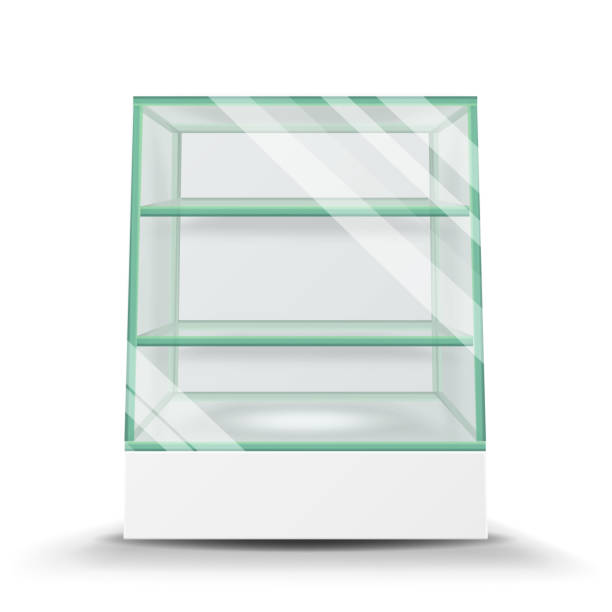 istock Empty Glass Cabinet Isolated On Transparent Background. Advertising Stand Glass Vector. 3d Empty Glass Showcase For Exhibit And Products 697912588