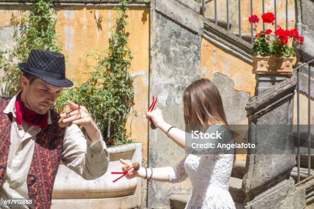 Young Couple Dancing Tarantella In Naples Italy Stock Photo - Download Image Now - Dancing, Italy, Naples - Italy