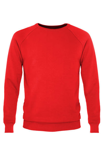 Red long sleeve t-shirt Red long sleeve t-shirt isolated on white background cardigan sweater stock pictures, royalty-free photos & images