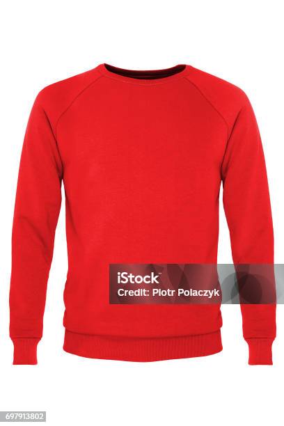 Red Long Sleeve Tshirt Stock Photo - Download Image Now - Red, Sweater, Cardigan Sweater