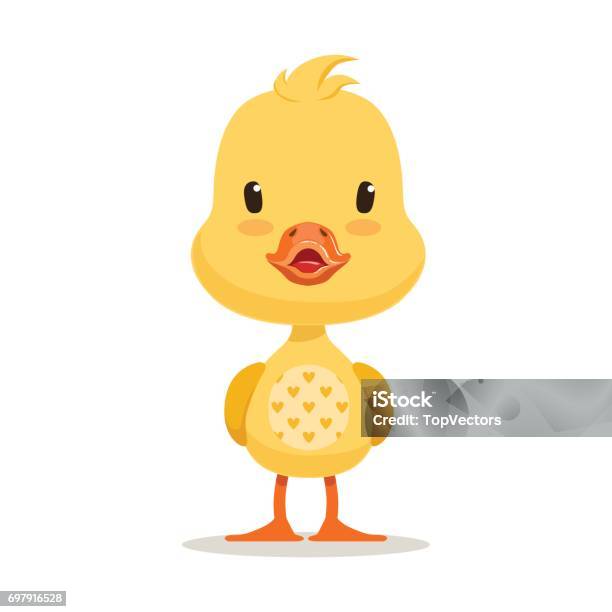 Sweet Yellow Duckling Emoji Cartoon Character Vector Illustration Stock Illustration - Download Image Now