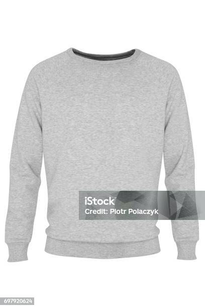Grey Long Sleeve Tshirt Stock Photo - Download Image Now - Gray Color, Sweatshirt, Cardigan Sweater