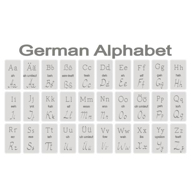 istock Set of monochrome icons with German Alphabet 697921504