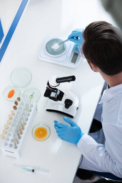 istock Male scientist during work at modern biological laboratory 697927594