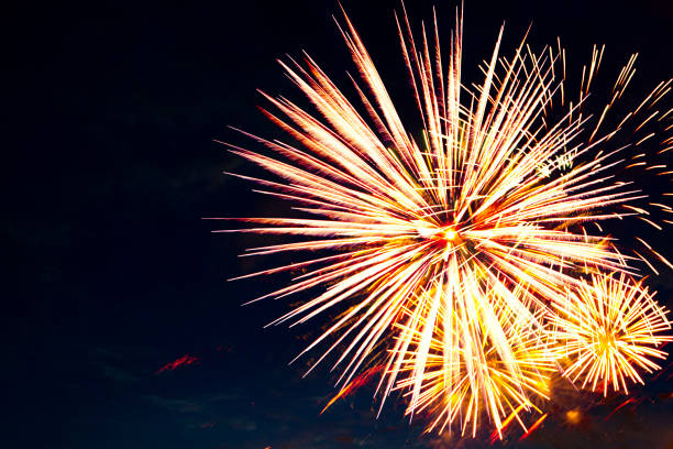 istock Beautiful colorful fireworks on sky. 697928826