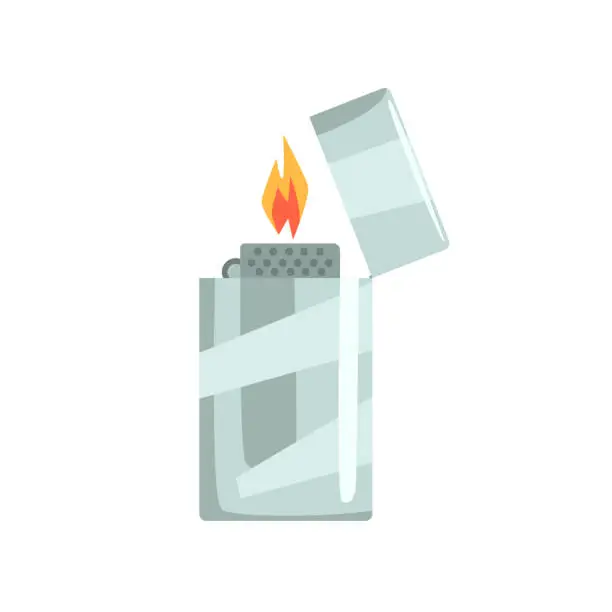 Vector illustration of Silver metal zippo lighter vector Illustration