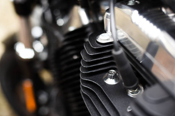 istock Motorbike engine external part close up 697954036