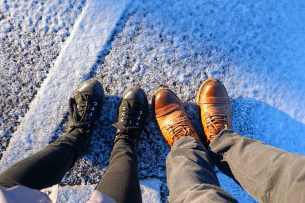 Legs stand on the snow