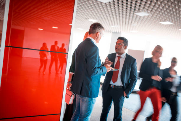 istock Just a quick meeting in a lobby 697959268