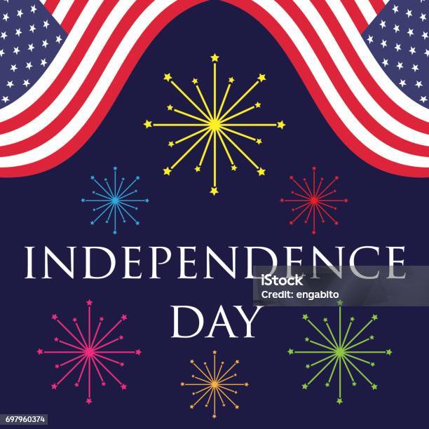 American Independence Day 4th Of July Poster Red Blue White Flag Vector Illustration Stock Illustration - Download Image Now