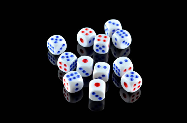 istock Group of White dice over black background 697974138