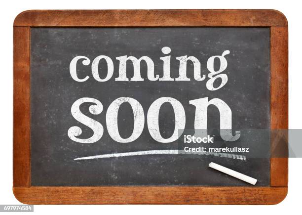Coming Soon Blackboard Sign Stock Photo - Download Image Now - Advertisement, Business, Business Finance and Industry