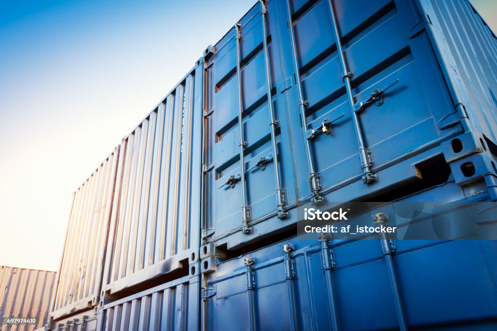 Industrial Container yard for Logistic Import Export business Container Stock Photo