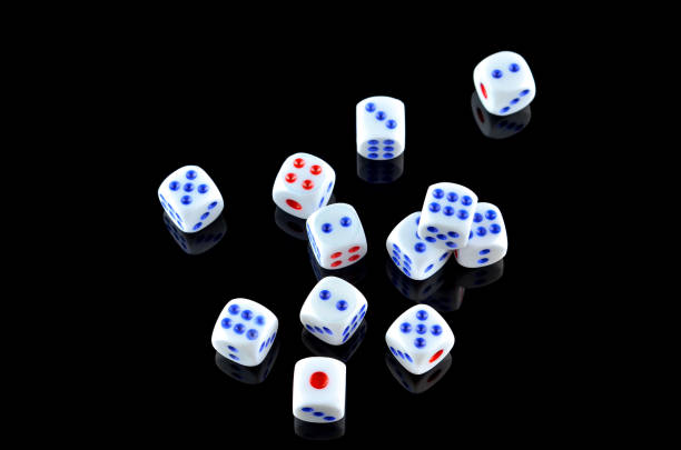 istock Group of White dice over black background 697975514