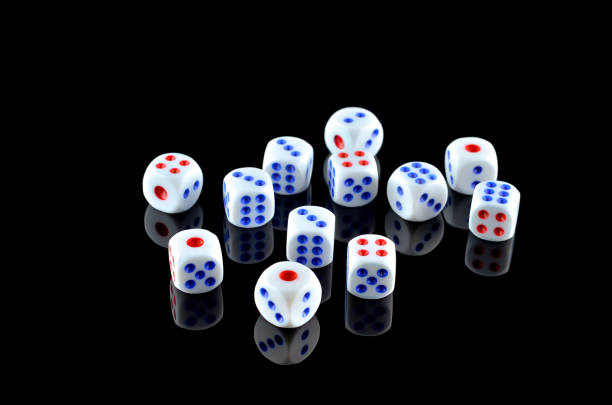 istock Group of White dice over black background 697978314