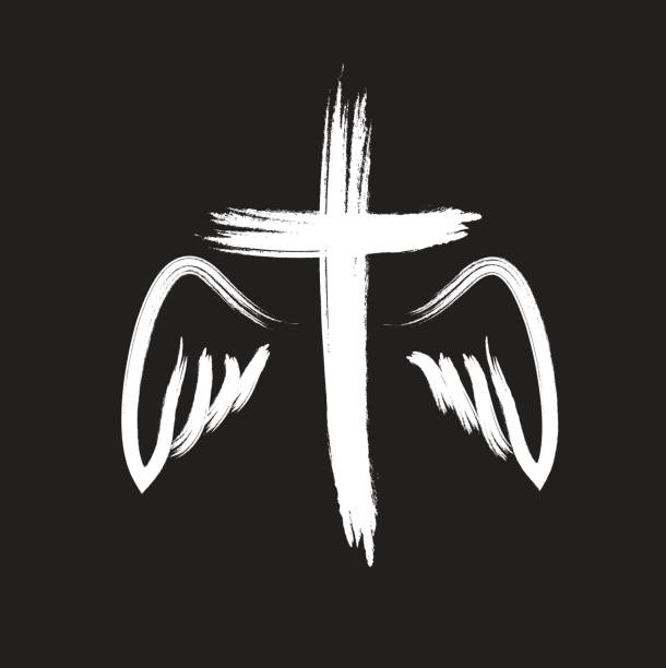 illustrazioni stock, clip art, cartoni animati e icone di tendenza di icone della croce cristiana grunge - christianity god religious symbol grunge