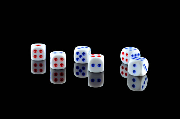 istock Group of White dice over black background 697979568