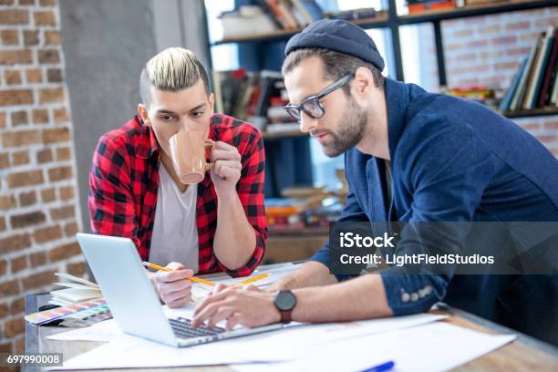 Designers Working At Project Stock Photo - Download Image Now - Adult, Adults Only, Architect