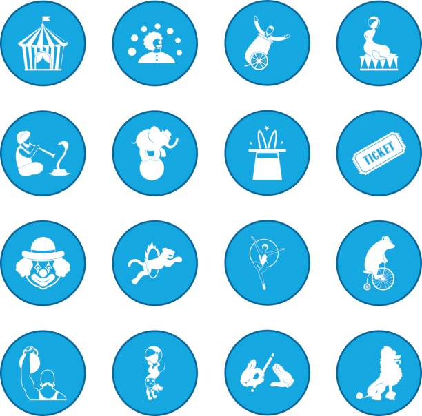 ilustrações de stock, clip art, desenhos animados e ícones de circus icon blue - hat trick