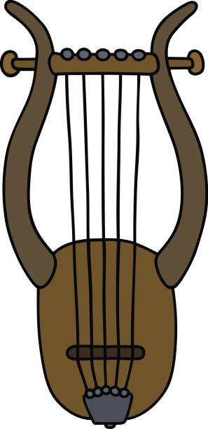 Ancient greek lyre Hand drawing of an ancient greek stringed musical instrument wood turtle stock illustrations