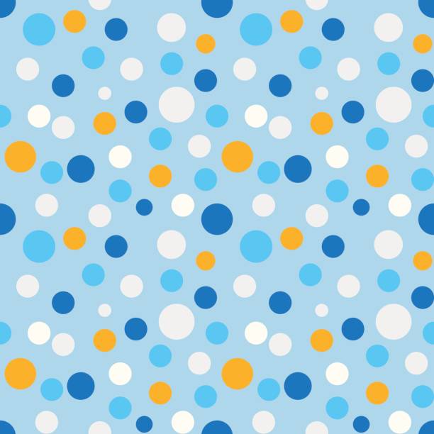 ilustraciones, imágenes clip art, dibujos animados e iconos de stock de patrón transparente de puntos coloridos. pequeños lunares sobre fondo azul - pattern seamless fun vector