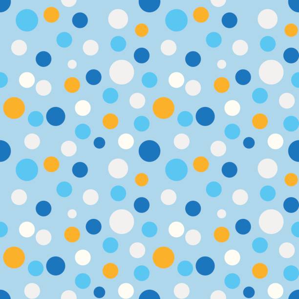 다채로운 도트 완벽 한 패턴입니다. 파란색 배경에 작은 물방울 무늬 - 물방울무늬 일러스트 stock illustrations