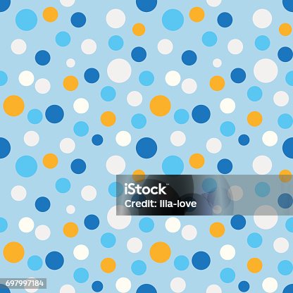 istock Colorful dot seamless pattern. Small polka dots on a blue background 697997184
