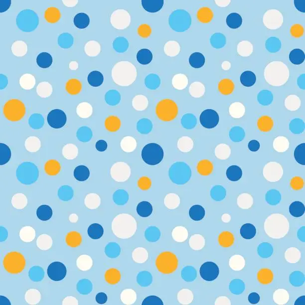 Vector illustration of Colorful dot seamless pattern. Small polka dots on a blue background