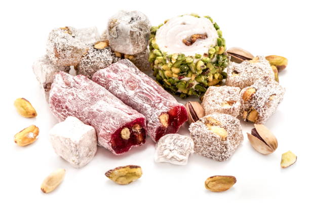 istock Turkish Delights With Pistachio Isolated On White Background 698003000