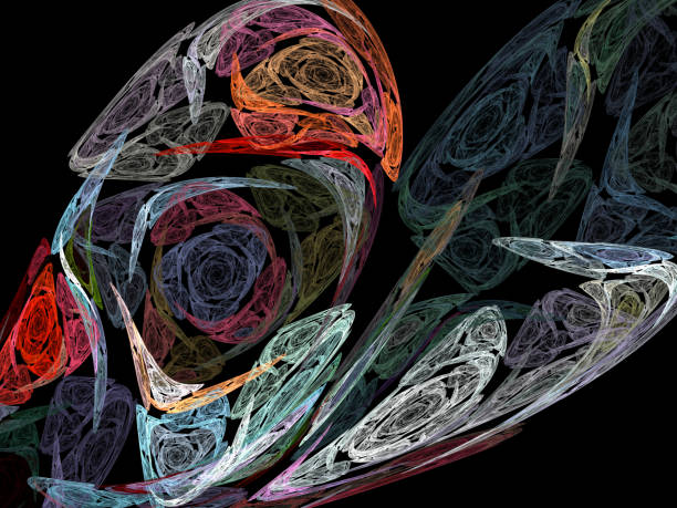 istock Abstract illustration of a fractal pattern on black background 698004854