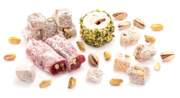 Turkish Delights With Pistachio Isolated On White Background