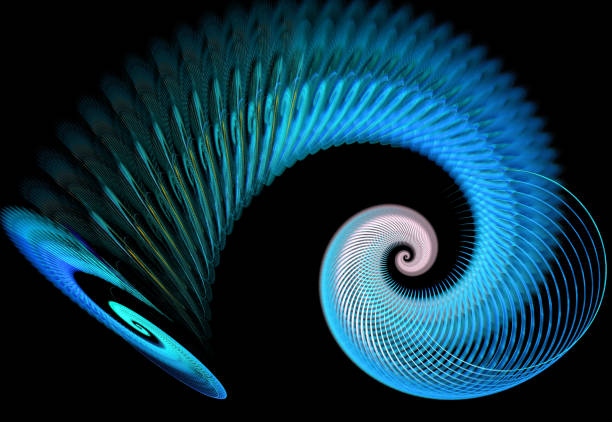 istock Abstract illustration of a fractal spiral pattern on black background 698009254