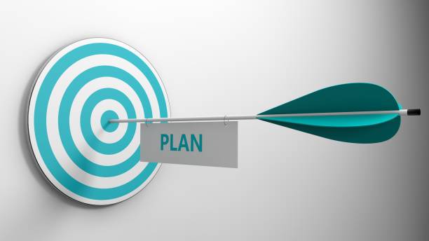 istock plan concept arrow hit center of target 3d render 698015890