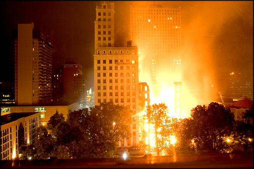 fire engulfs a building in the early morning hours in Memphis, Tennessee.