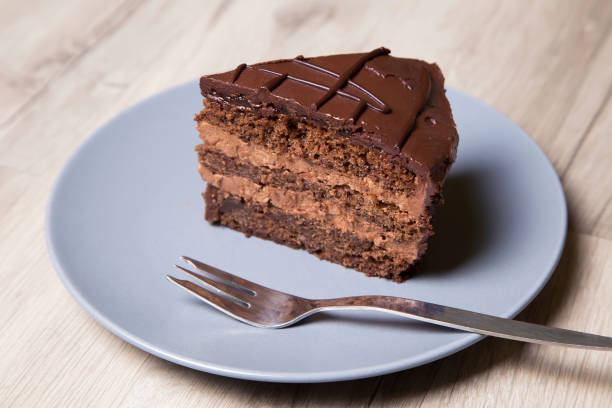 istock Piece of chocolate cake Prague. Homemade baking. 698017126