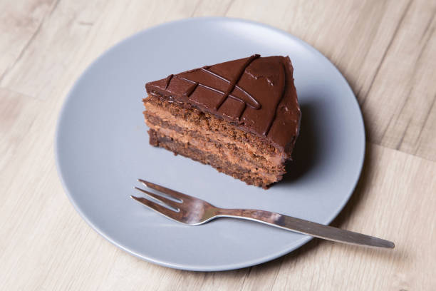 istock Piece of chocolate cake Prague. Homemade baking. 698017534